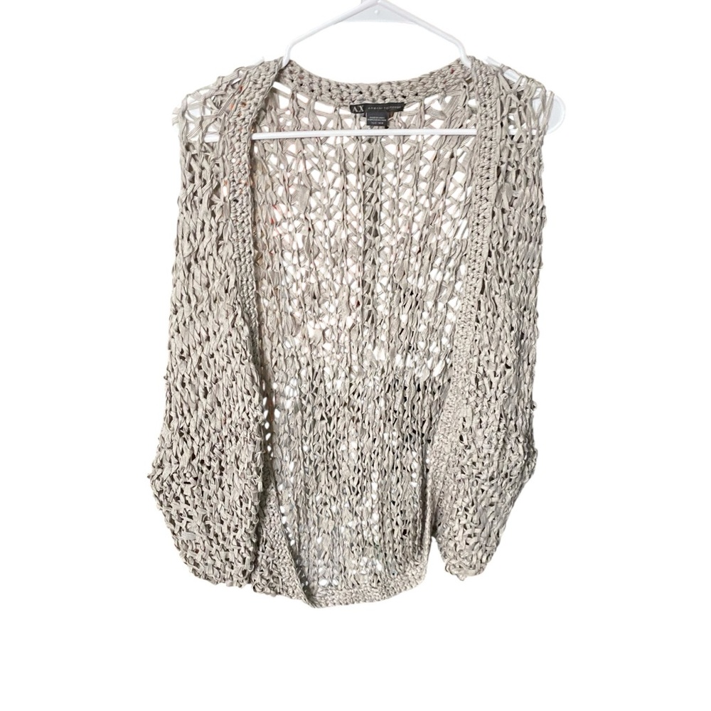 A/X Armani Exchange Light Gray Open-Knit Sweater Vest
